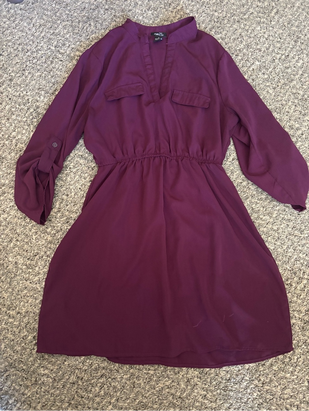Rue21 Plum Long Sleeve Shirt Dress